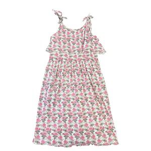 Kate Quinn Dress 8Y Pink Roses Floral Sleeveless‎ Ruffle Layered Casual Modal